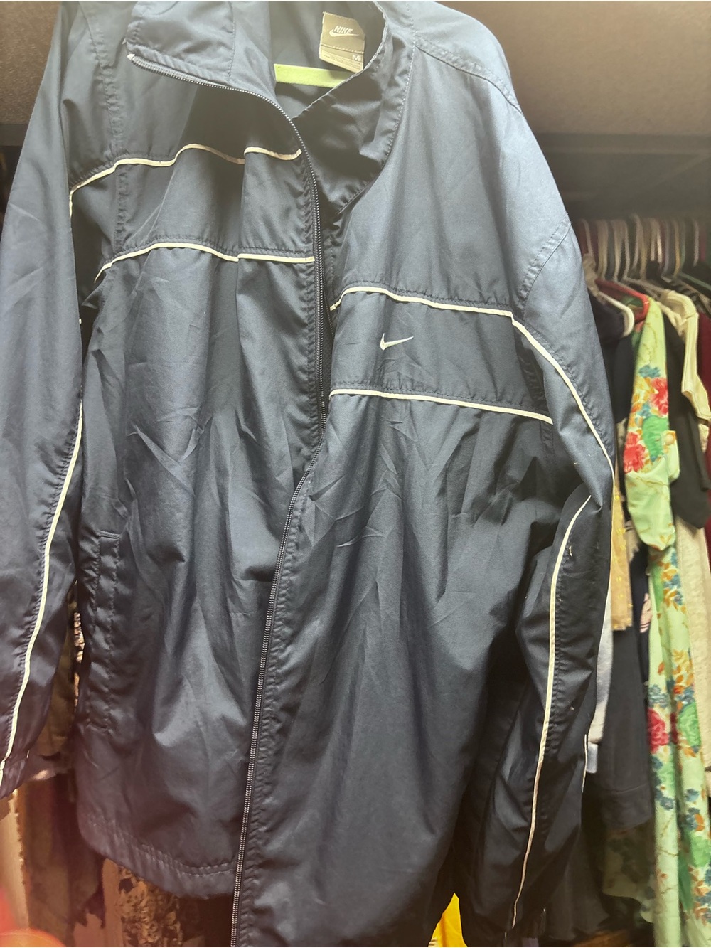 Nike Navy Lightweight Track Jacket with White Piping